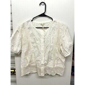 Ultra Pink Crochet Lace Crop Top Boho Cottagecore Long Sleeve Cotton Size S NWT